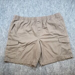 Croft & Barrow Shorts Mens 44 Brown Flat Front Cargo Pockets Drawstrings Elastic